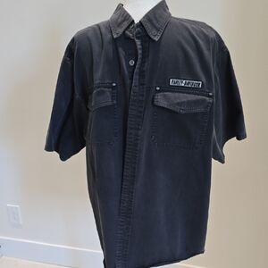 Vintage Harley-Davidson Charcoal Casual Button Down Mechanic Look Shirt